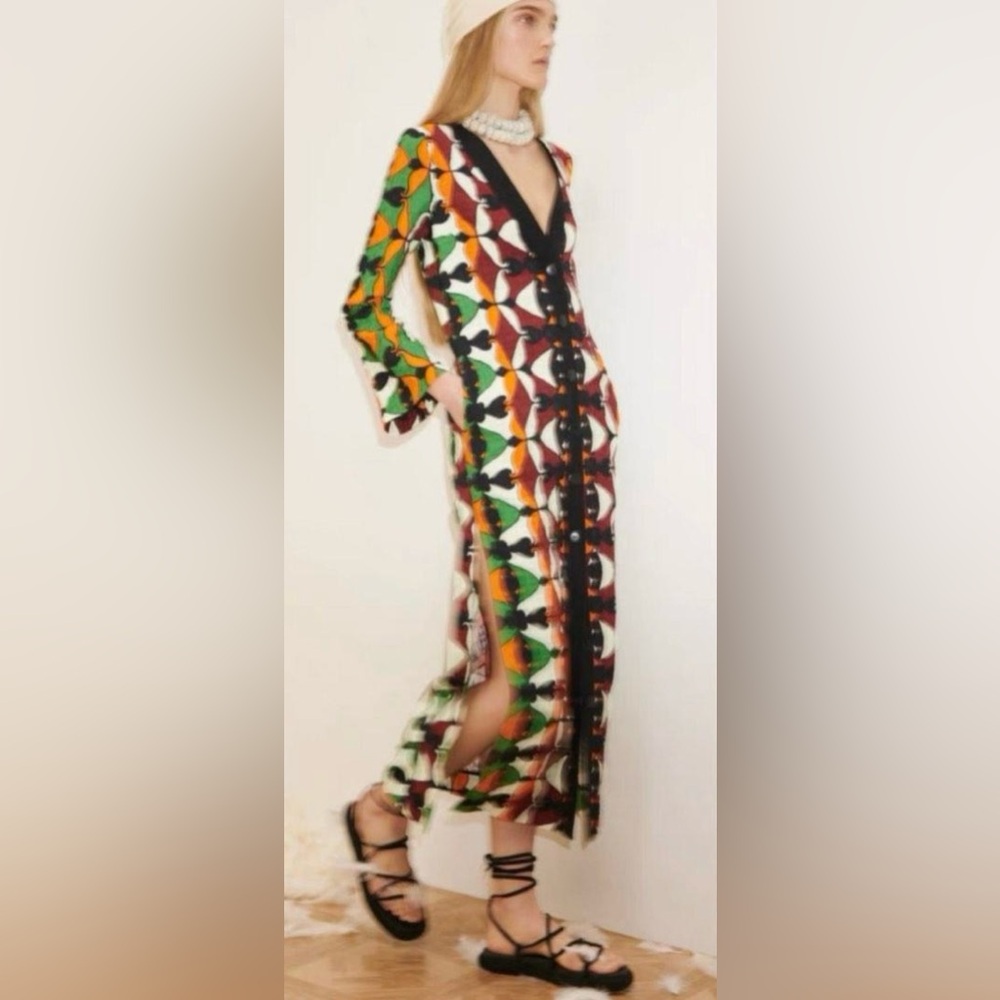 Multicolor Geometric Pattern Maxi Dress